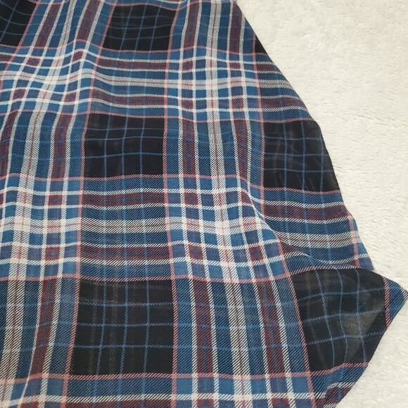 NWT Torrid Blue Black Windowpane Plaid Sheer Flowy Plus Size Kimono 4 4x 26 - Picture 2 of 5